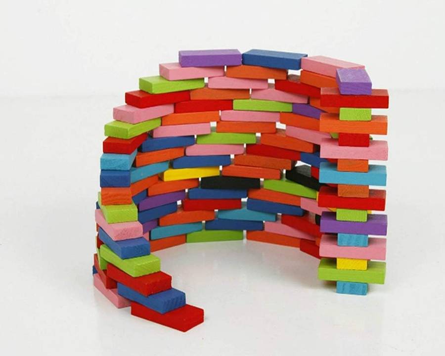 100pcs Wooden Dominos Blocks Set
