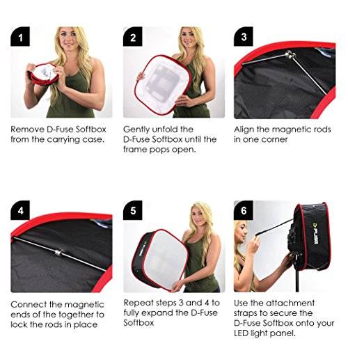 Kamerar D-Fuse Combo: Medium LED Light Panel Softbox & D-Fuse Softbox Grid, 9.25"x9.25" (DF-1M)