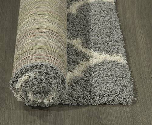 Ottomanson Ultimate Shaggy Collection Moroccan Trellis Design Shag Rug Contemporary Bedroom and Liv
