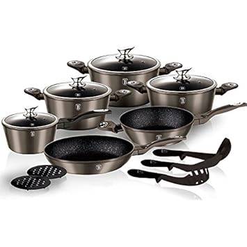 Berlinger Haus 15-Piece Metallic Line Marble Coating Cookware Set Carbon ( PLEASE READ BEFORE BIDDIN