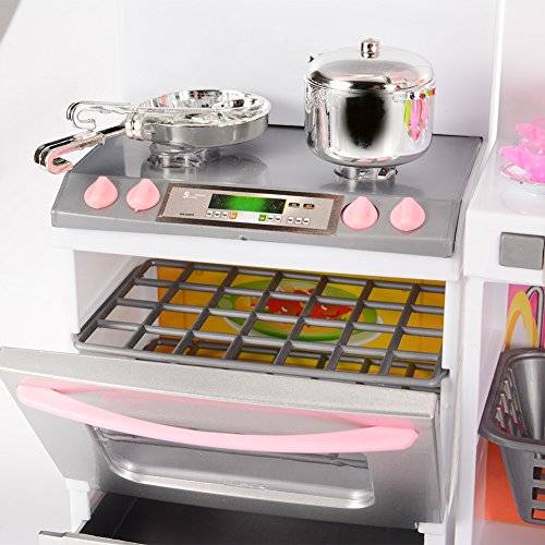 Emorefun Battery Powered Modern Kitchen Play Kitchen Set Pretend Play Kitchen Toys for Kids with So