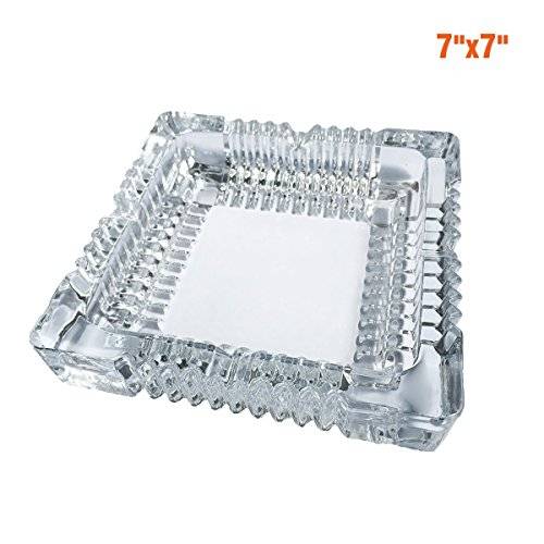 BSWEEII Large Square Glass Ashtrays for Cigars and Cigarettes Big Ashtray Outdoor for Patio Tableto