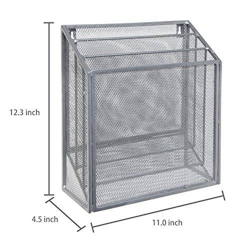 Wall Mounted Silver Metal Wire Mesh 3 Tier Hanging Magazine Rack / Desktop File Organizer Storage H