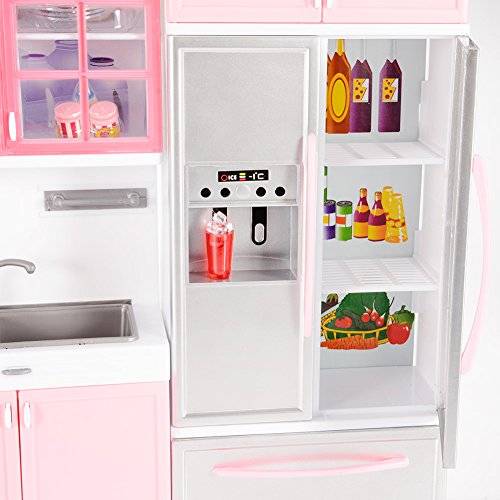 Emorefun Battery Powered Modern Kitchen Play Kitchen Set Pretend Play Kitchen Toys for Kids with So