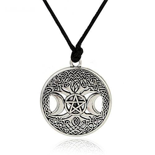 Triple Moon Goddess Necklace Pentacle Pentagram Tree Of Life Talisman Pendant Wiccan Pagan Jewelry
