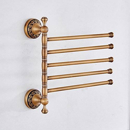 Leyden TM Antique Brass Active 5-Arm Swing Towel Rack Towel Rotated Bar Organizer Holder Wall..