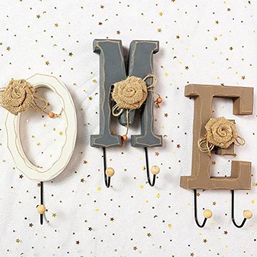 Healifty English HOME Letters Coat Hat Hooks Vintage Wooden Letters Home Decor Wall Furnishin..