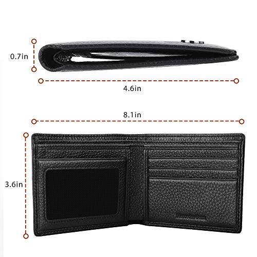 Genuine Leather Bifold Wallet with 3 Card Slots and ID Window For Mercedes Benz (Black, Merce..