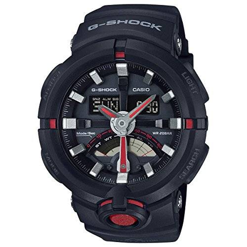 Casio G Shock Urban Black and Red Resin Mens Watch GA500-1A4