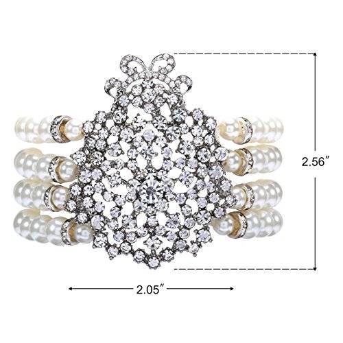 BABEYOND 1920s Flapper Imitation Pearl Bracelet Great Gatsby Elastic Pearl Bracelet Roaring 20s Acc