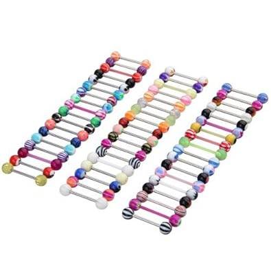 SODIAL(R) 100 X Ball Tongue Nipple Bar Ring Barbell Body Piercing