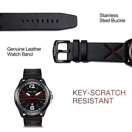Mens Watches Leather Band Calendar Casual Watches for Men