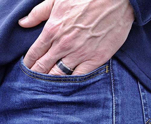 Metal Masters Co. 9MM Black Two Tone Tungsten Carbide Men's Brushed Wedding Band Ring  Comfort Fit S