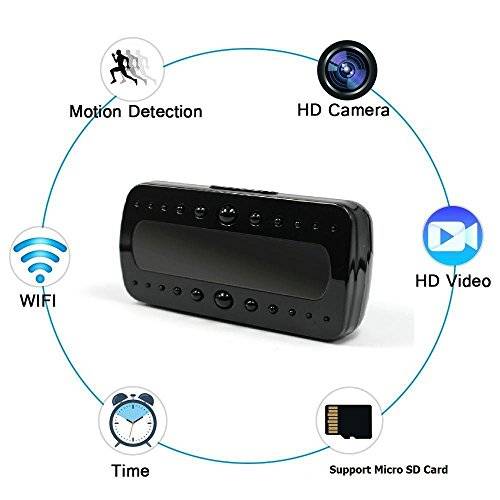 SECURCAMO Wi-Fi Night Vision Spy Camera Security Hidden Camera Alarm Clock Motion Detection HD 1080