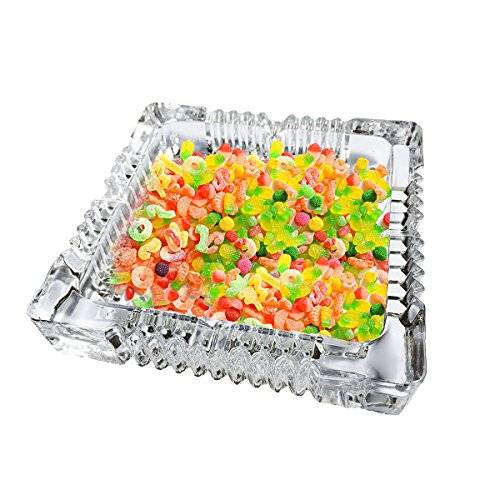 BSWEEII Large Square Glass Ashtrays for Cigars and Cigarettes Big Ashtray Outdoor for Patio Tableto