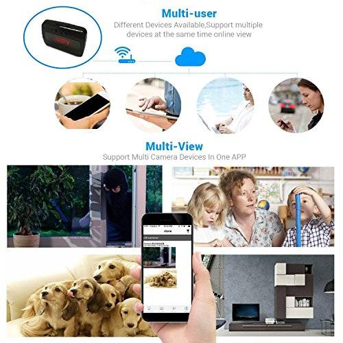 SECURCAMO Wi-Fi Night Vision Spy Camera Security Hidden Camera Alarm Clock Motion Detection HD 1080