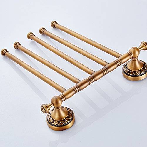 Leyden TM Antique Brass Active 5-Arm Swing Towel Rack Towel Rotated Bar Organizer Holder Wall..