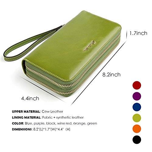 BOSTANTEN Women's Large Capacity Luxury Wax Genuine Leather Wallet with Zipper Pocket