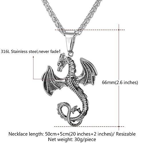 Punk Gothic Dragon Pendant On 18K Gold Plated Wheat Chain