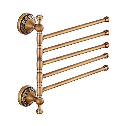 Leyden TM Antique Brass Active 5-Arm Swing Towel Rack Towel Rotated Bar Organizer Holder Wall..