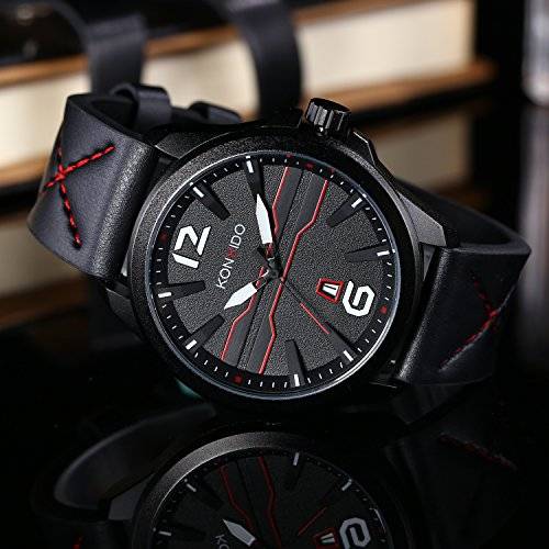 Mens Watches Leather Band Calendar Casual Watches for Men