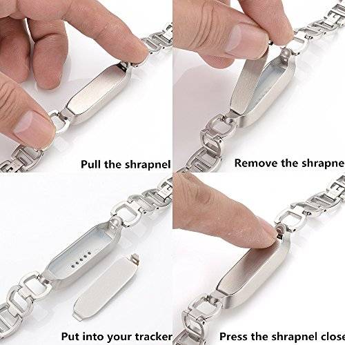 CUZOW for Fitbit Flex 2 Band Women Men, Stainless Steel Metal Replacement Wristband for Fitbit Flex