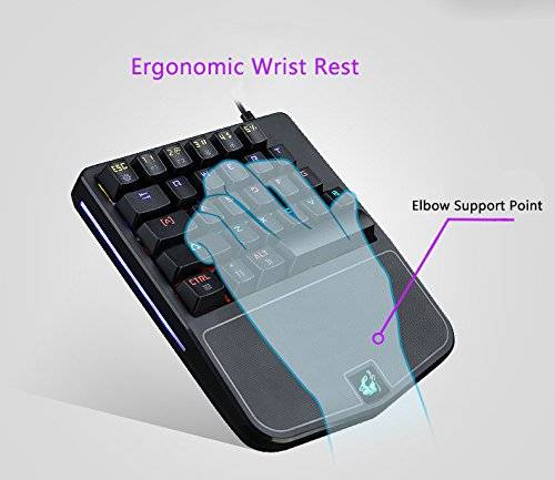 FELiCON One Handed Mechanical Gaming Keyboard RGB LED 9 Kind of Backlit Mode Single Hand Game..