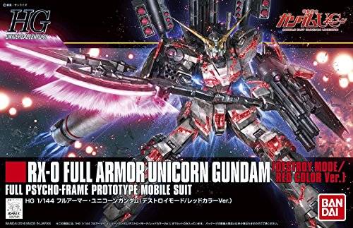 Bandai Hobby HGUC Full Armor Destroy Mode/Red Version "Gundam Unicorn" Model Kit (1/144 Scale)