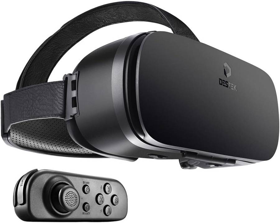 DESTEK V4 VR, 103FOV, Eye Protected HD Virtual Reality Headset wController, Touch Button for iPhon