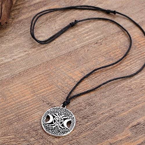 Triple Moon Goddess Necklace Pentacle Pentagram Tree Of Life Talisman Pendant Wiccan Pagan Jewelry