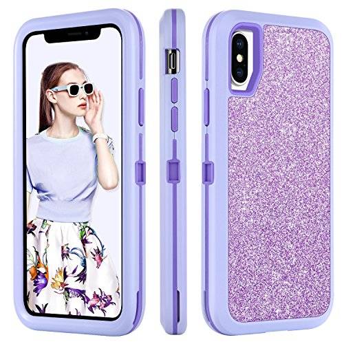 BENTOBEN iPhone X Case 2017,iPhone XS 2018 Case,Bling Glitter iPhone X Case 3 in 1 Slim Hybrid Spar