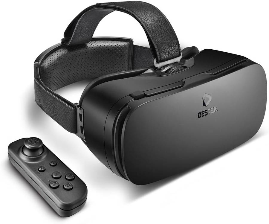 DESTEK V4 VR, 103FOV, Eye Protected HD Virtual Reality Headset wController, Touch Button for iPhon