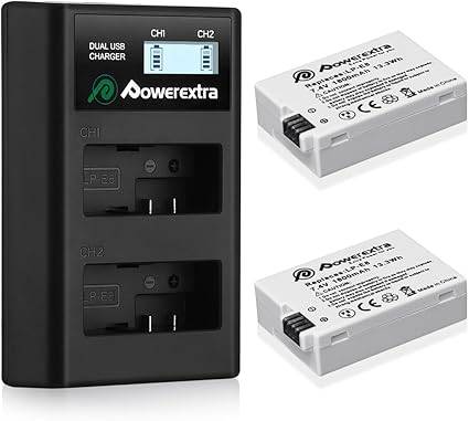 POWEREXTRA 2 PACK CANON LP-E8 REPLACEMENT BATTERY AND DUAL LCD CHARGER COMPATIBLE WITH CANON REBEL T
