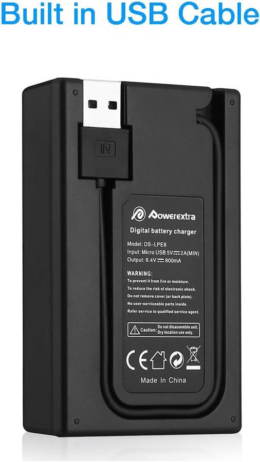 POWEREXTRA 2 PACK CANON LP-E8 REPLACEMENT BATTERY AND DUAL LCD CHARGER COMPATIBLE WITH CANON REBEL T