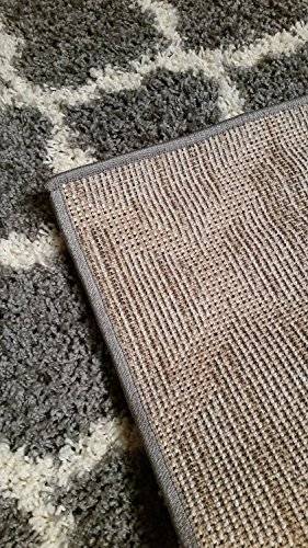 Ottomanson Ultimate Shaggy Collection Moroccan Trellis Design Shag Rug Contemporary Bedroom and Liv