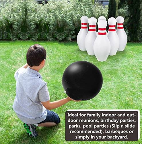Greenco Giant Inflatable Bowling Set Outdoor and Indoor, Includes a Huge Ball 17" inch Diameter and
