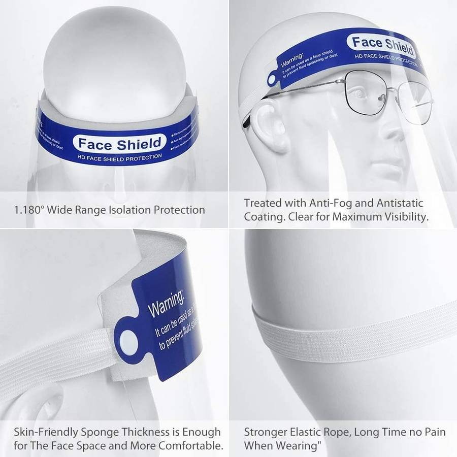 Face Shields, Double-sided Anti-Fog and Dustproof Transparent Full Face Protective