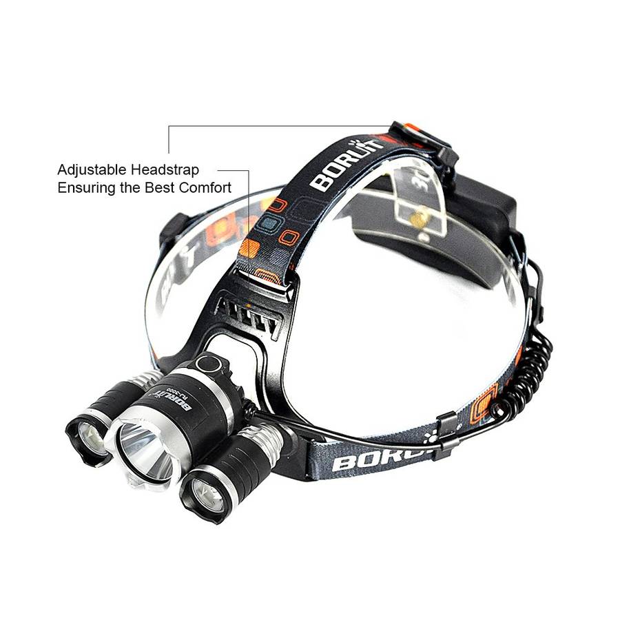 Boruit Rechargeable LED Headlamp with T6 5000 Lumens RJ-3000 Head Lamp