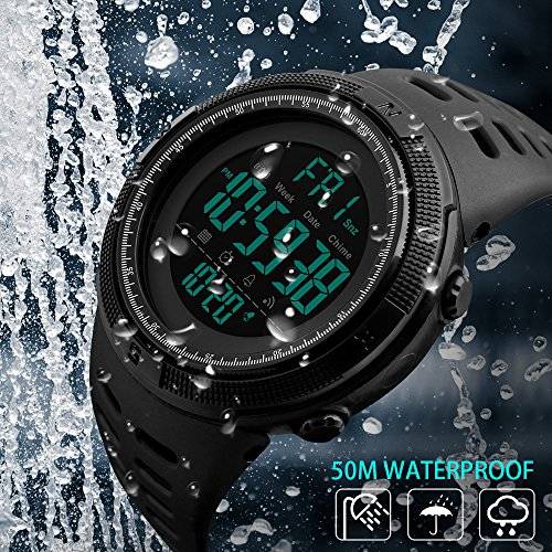 Mens Digital Sports Watch Waterproof Military Stopwatch Countdown Auto Date Alarm