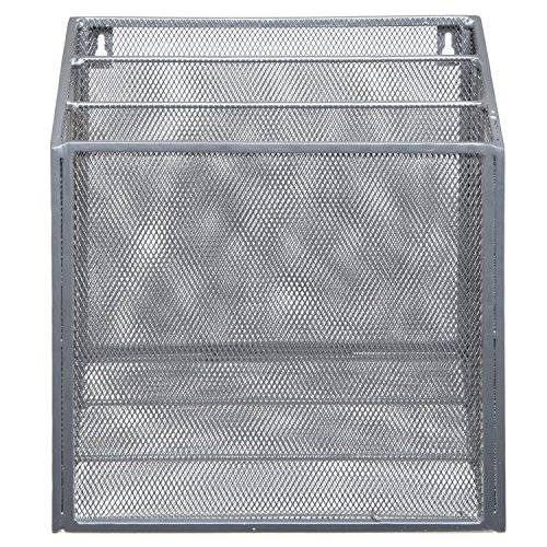 Wall Mounted Silver Metal Wire Mesh 3 Tier Hanging Magazine Rack / Desktop File Organizer Storage H