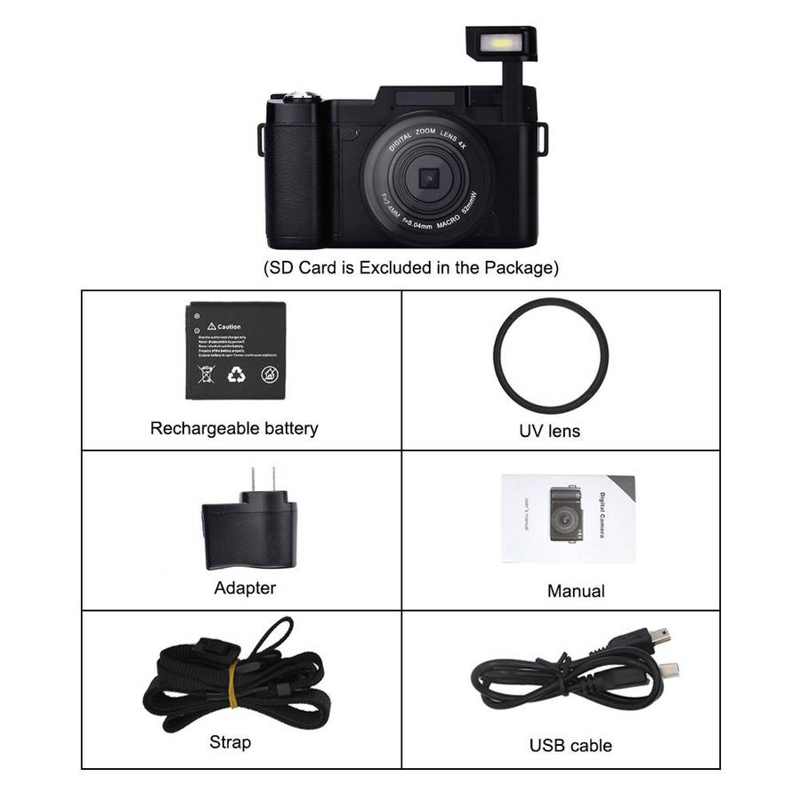 Digital Camera Vlogging Camera Full HD1080p 24.0MP Camcorder 3.0 Inch Flip Screen Camera