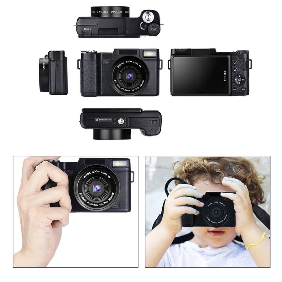 Digital Camera Vlogging Camera Full HD1080p 24.0MP Camcorder 3.0 Inch Flip Screen Camera