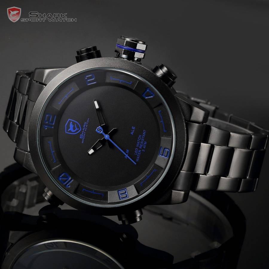 SHARK The Gulper shark Dual Analog/Digital Dual Movement 50MM Watch BRAND NEW