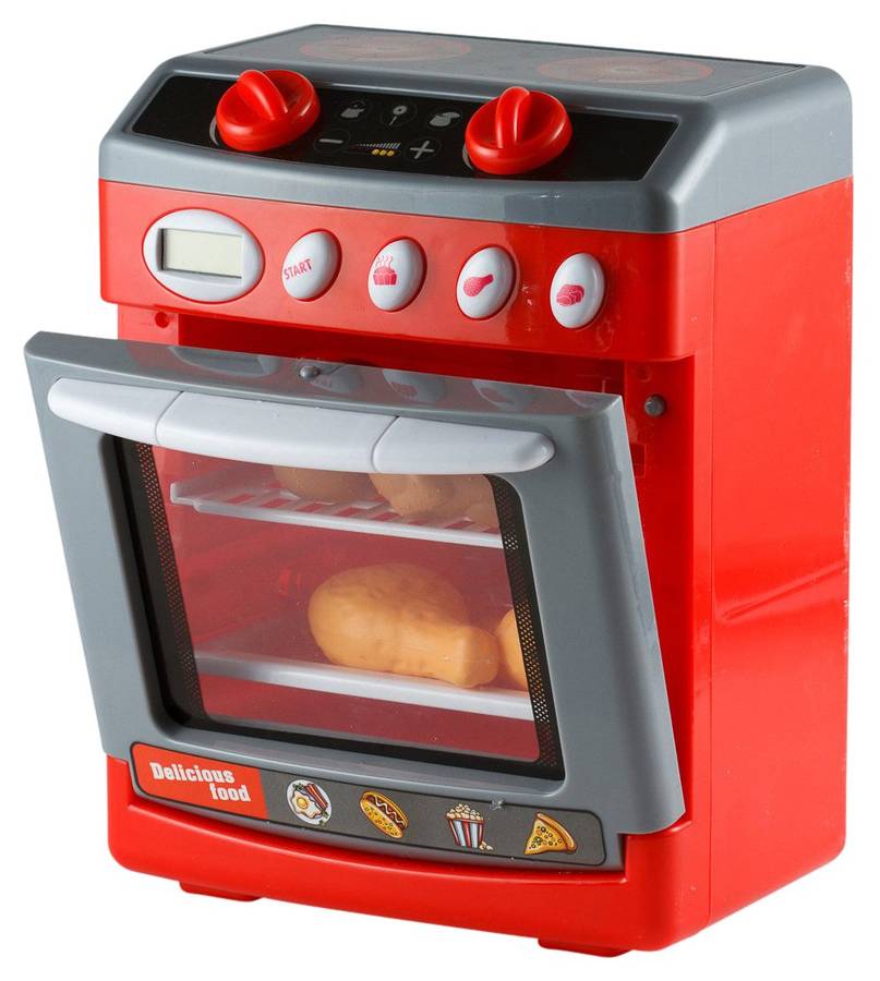 Kiddie Play Pretend Play Electronic Toy Oven with Play Food for Kids
