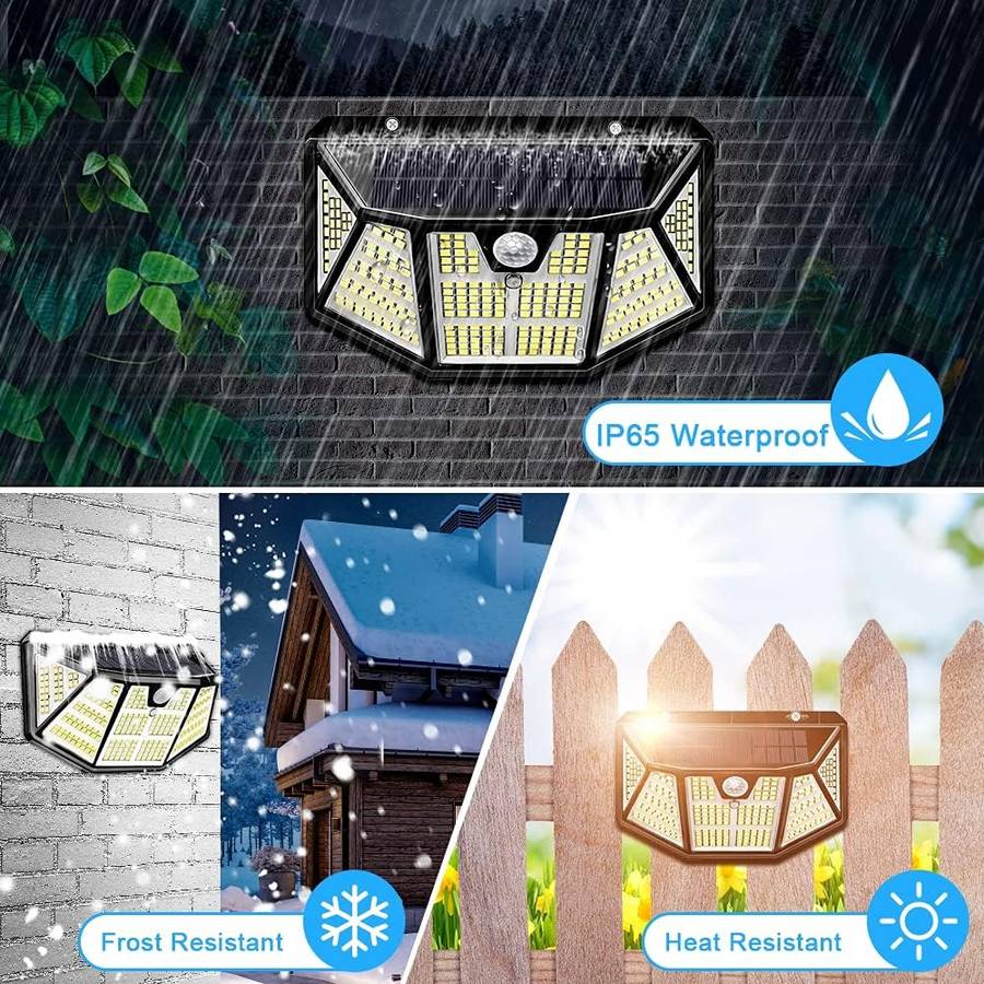 310 LED Outdoor Solar Lights 2 Packs Motion Sensor Light IP65 Waterproof Wireless Wall Light