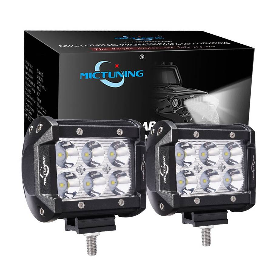 Led Light Bar, 2PCS 4Inch 18W Spot Led Pods 1260lm Off Road Driving Fog Lights For Jeep Rzr ATV UTV