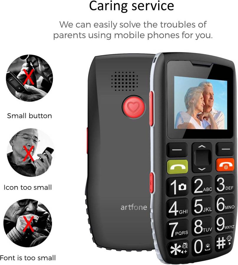 Artfone C1 Big Button Mobile Phone for Elderly, Unlocked Senior Mobile Phone With SOS Emergency Butt