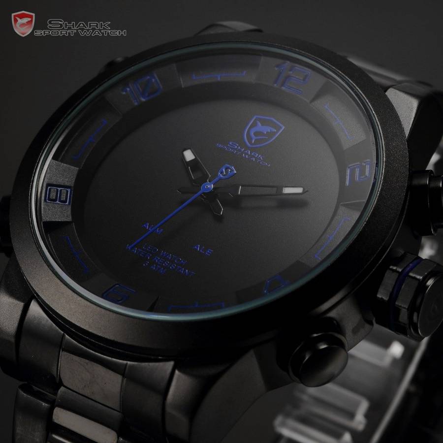 SHARK The Gulper shark Dual Analog/Digital Dual Movement 50MM Watch BRAND NEW