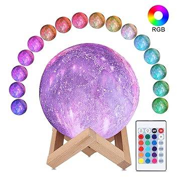 Amazon.com: 3D Moon Lamp, ALED LIGHT RGB 16 Colors Space Moon ...
