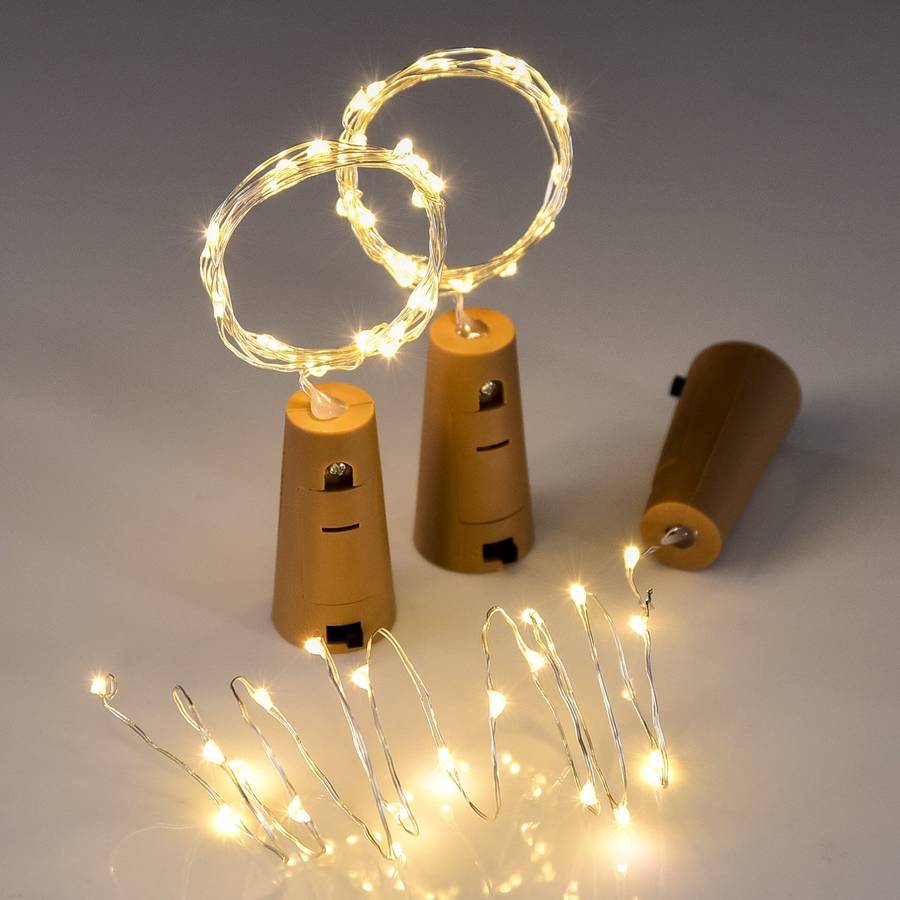 LED Bottle String Lights Cork Shaped  Warm White